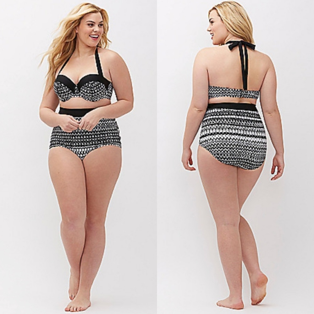 Lane Bryant Ikat Geo print halter bikini top